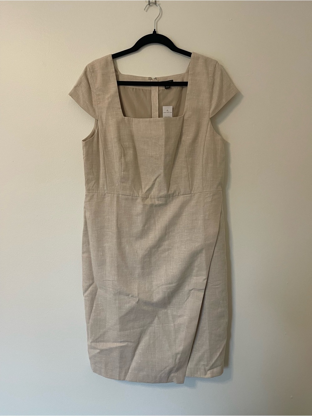Ann Taylor Beige Square-Neck Sheath Dress